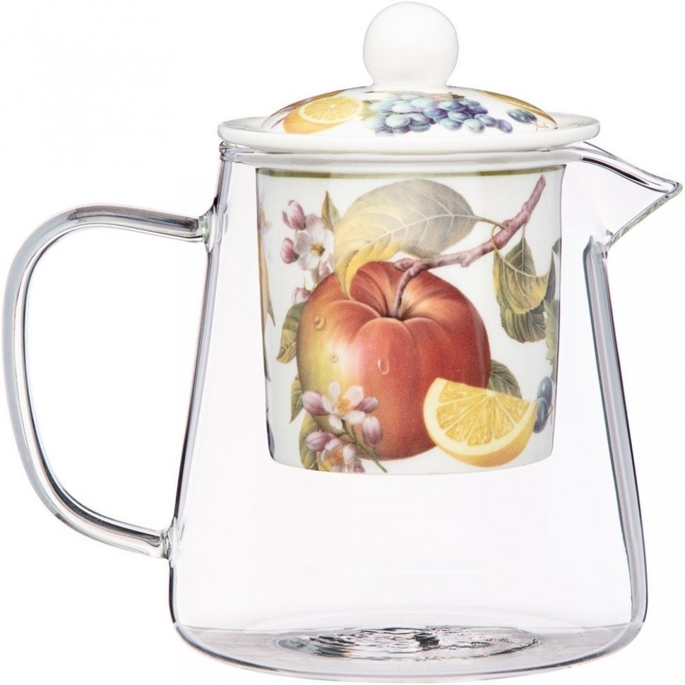 Чайник стеклянный с ситом lefard "фрукты" 400 мл (104-798)