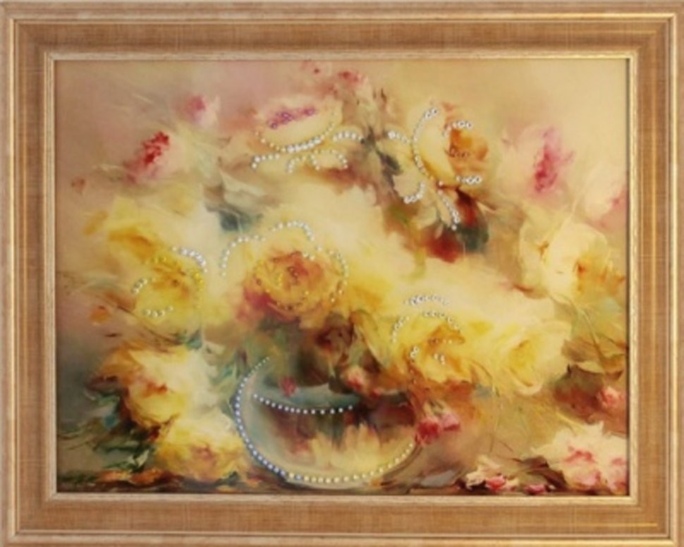 Картина Натюрморт с пионом с кристаллами Swarovski (1855)