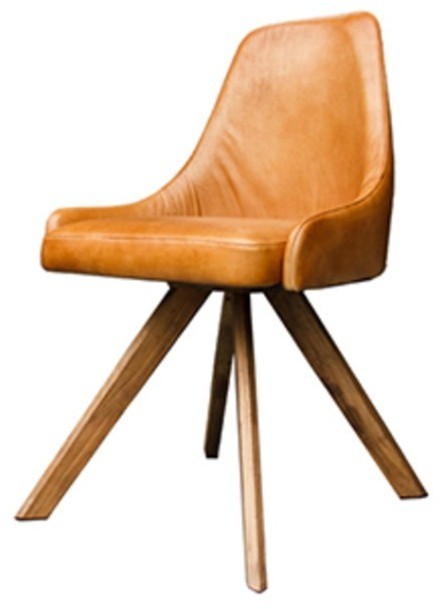 Стул BlossomChair1, дерево, кожа, Caramel Brown#66, ROOMERS FURNITURE