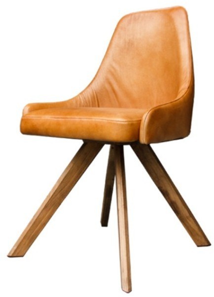 Стул BlossomChair1, дерево, кожа, Caramel Brown#66, ROOMERS FURNITURE