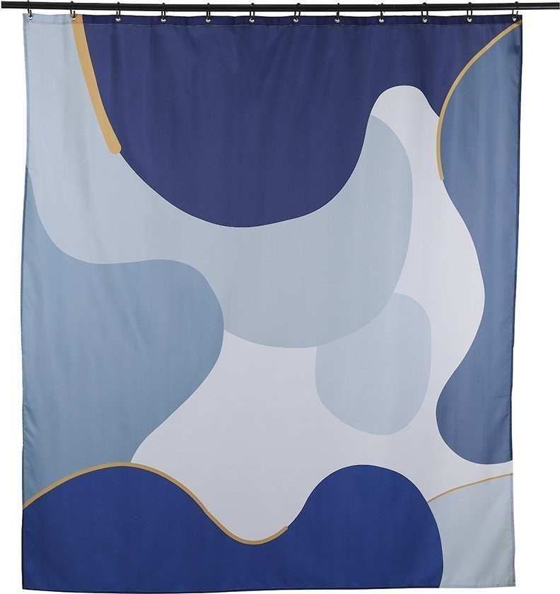 Штора для ванной синего цвета с авторским принтом из коллекции freak fruit, 180х200 см (68461)
