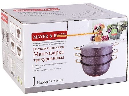 Мантоварка 3-х ярусная 5,25 л 28 см MAYER BOCH (31249)