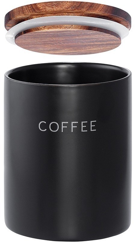 Банка керамическая для хранения кофе, 650 мл, черная (78749)