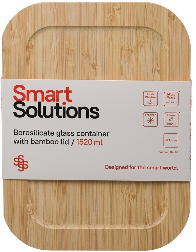 Контейнер для запекания и хранения smart solutions с крышкой из бамбука, 1520 мл (71116)