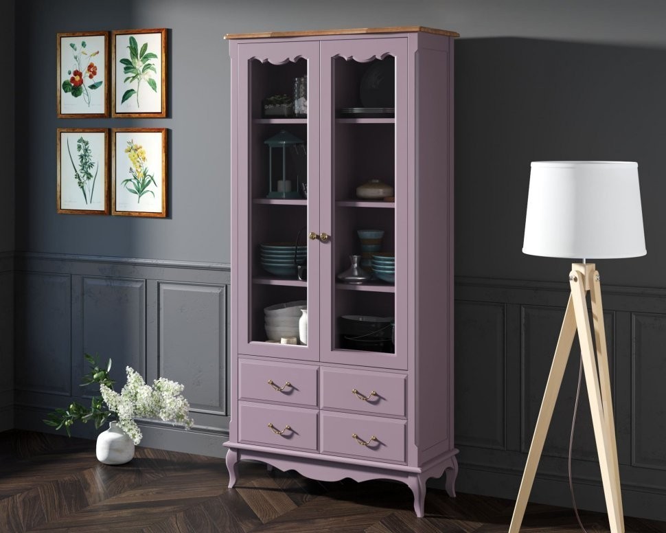 Шкаф Leontina Lavanda для посуды высокий 4 ящика  арт ST9355/4L-ET