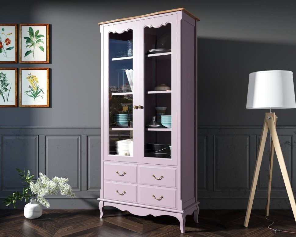 Шкаф Leontina Lavanda для посуды высокий 4 ящика  арт ST9355/4L-ET