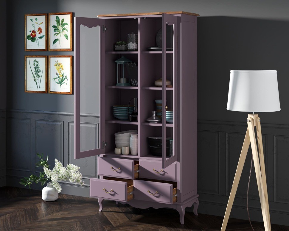 Шкаф Leontina Lavanda для посуды высокий 4 ящика  арт ST9355/4L-ET