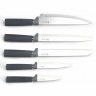 Набор agness из 10пр: 5 ножей, 4 доски и подставка, цвет: черно-серый (671-215)