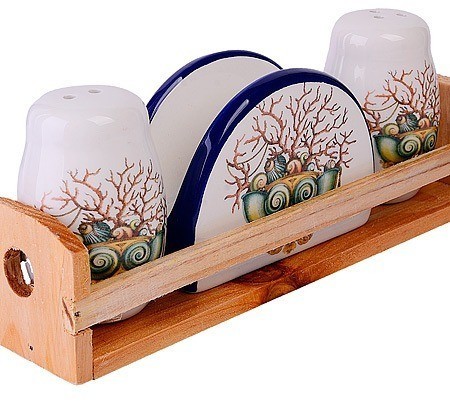 Набор для специй на подставке + салфетница Страна чудес LORAINE (30814)