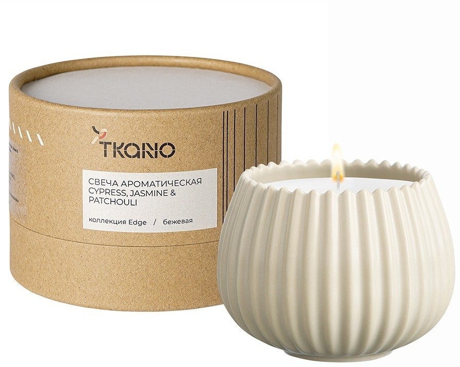 Свеча ароматическая cypress, jasmine & patchouli из коллекции edge, бежевый, 30 ч (75638)