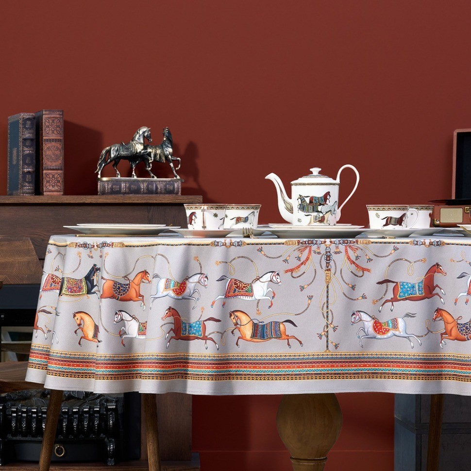 Скатерть  овальная  "passage" ,140х180см, 100% хлопок,твилл c пропиткой, серый Lefard (850-761-4)