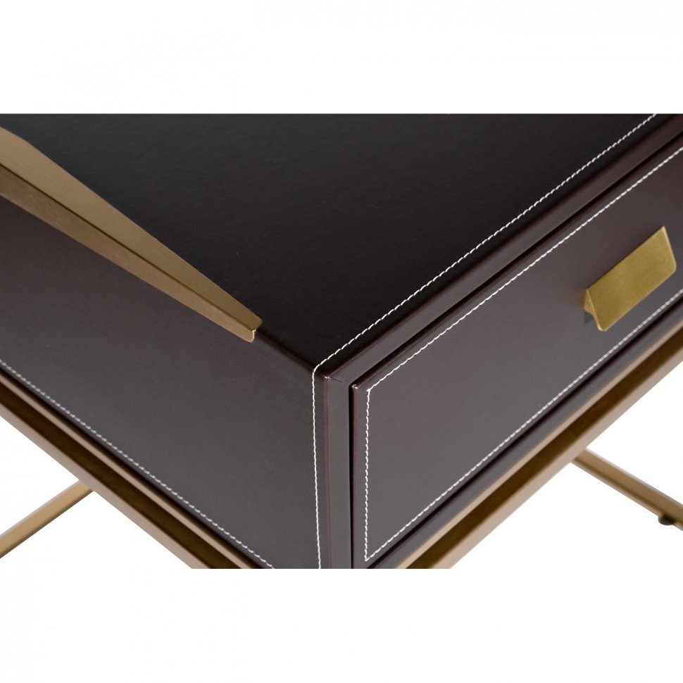 Тумбочка экокожа коричн/мат.золото 58,5*53*64,5см (TT-00005999)