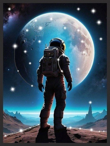 Картина Лунный мечтатель с кристаллами Swarovski (3349)