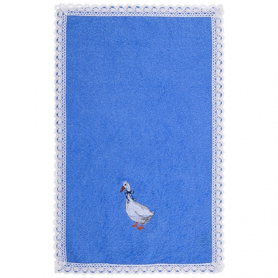 Полотенце махровое в корзинке, "гусь",30х50см,х/б 100% ,синий. SANTALINO (850-841-93)