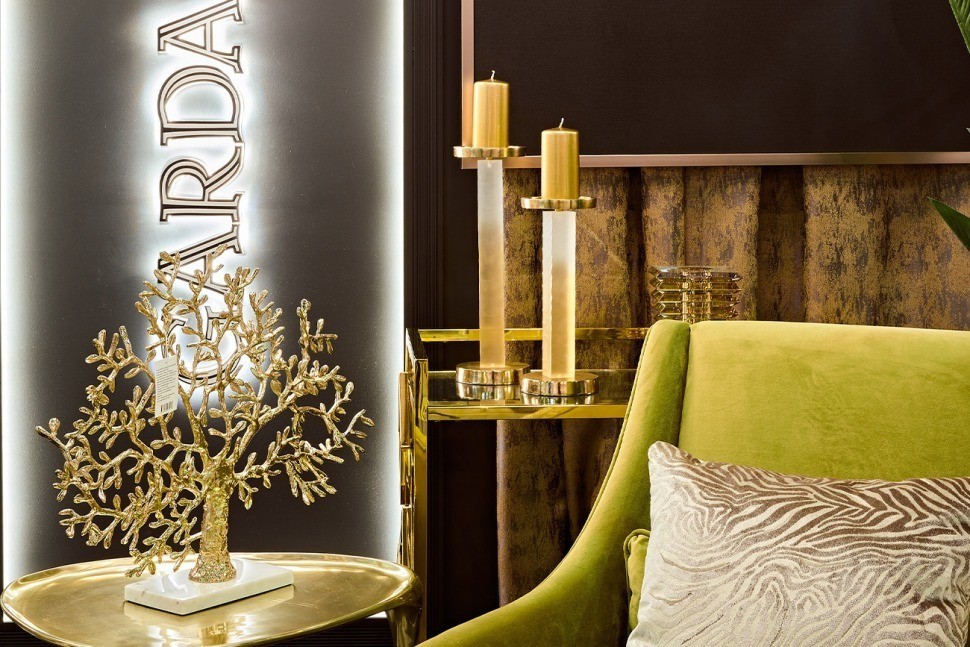 Декор настольный "Дерево" зол.мет./мрам.бел 60*13*46см (TT-00005367)