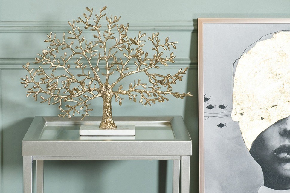 Декор настольный "Дерево" зол.мет./мрам.бел 60*13*46см (TT-00005367)