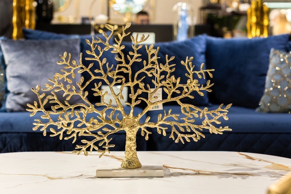 Декор настольный "Дерево" зол.мет./мрам.бел 60*13*46см (TT-00005367)