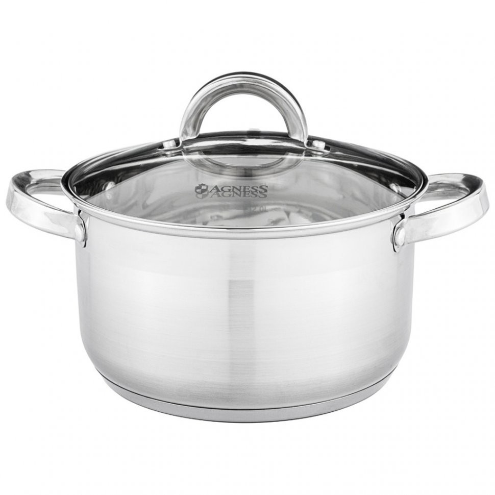 Кастрюля agness "classic"со стеклянной крышкой 3,1 л. 20x11,5 см (914-222)