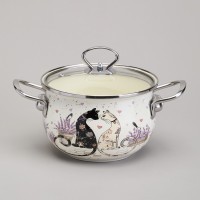 Кастрюля agness эмалированная со стеклянной крышкой серия &quot;lavender cats&quot;, 2,0 л диа. 18см (943-076)