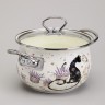 Кастрюля agness эмалированная со стеклянной крышкой серия "lavender cats", 2,0 л диа. 18см (943-076)