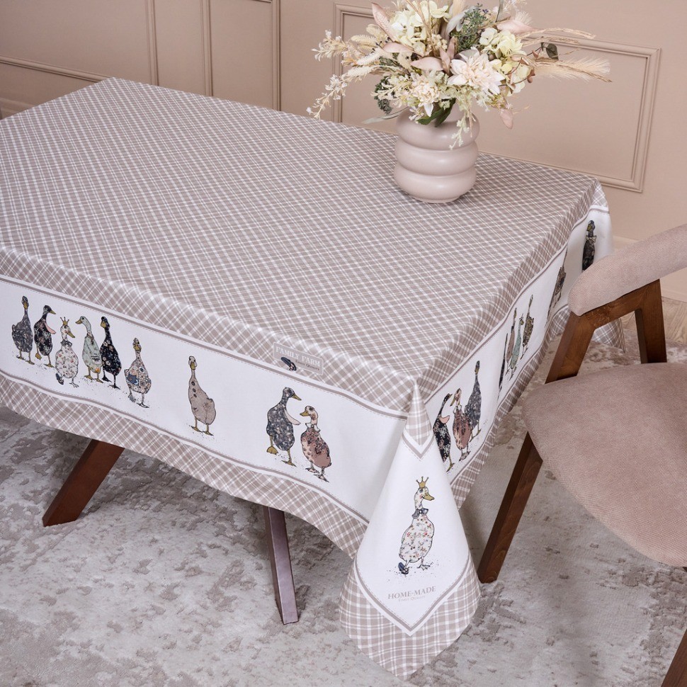 Скатерть "family farm" 140х180см ,100% хлопок, клетка ,твил, пропитка Lefard (850-748-2)
