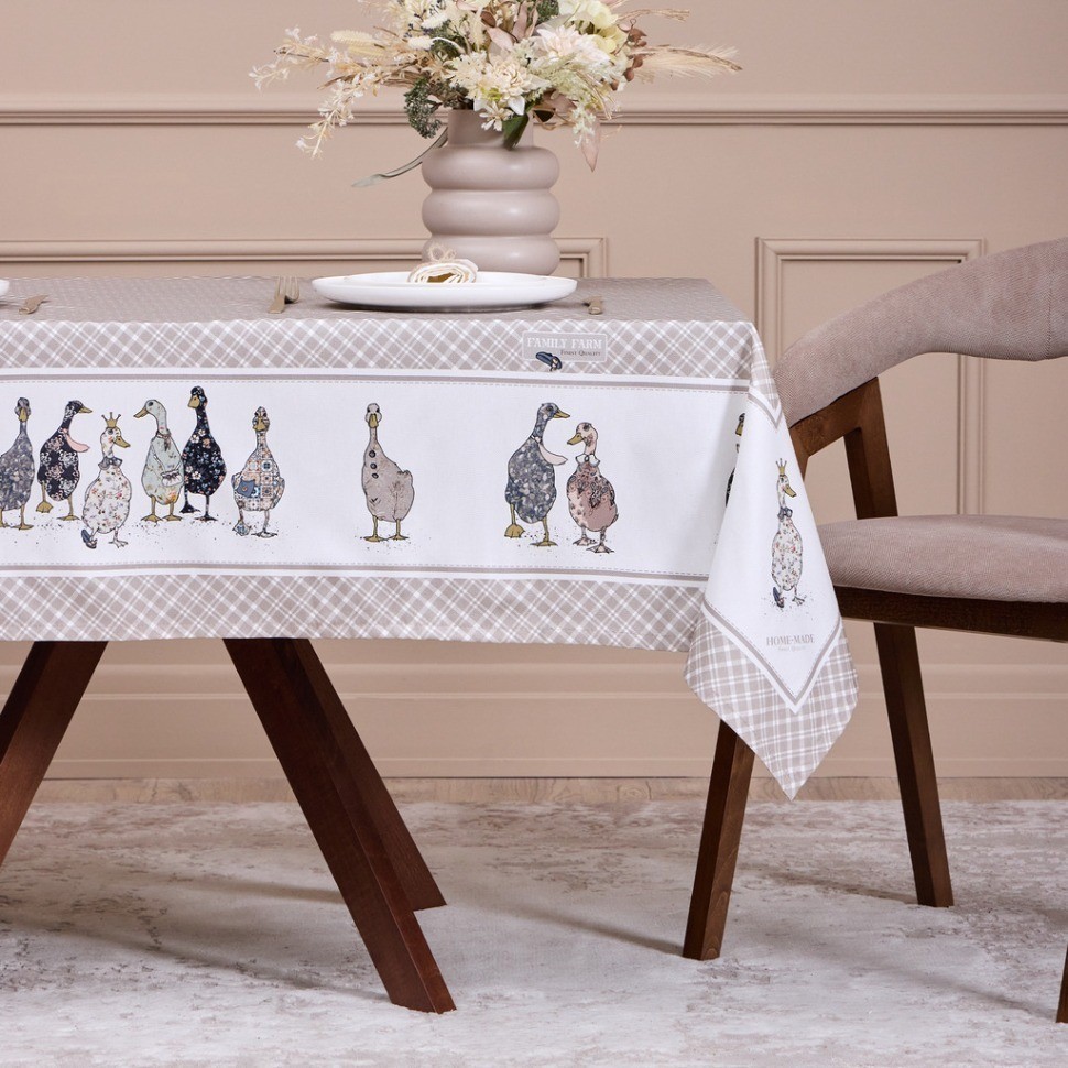 Скатерть "family farm" 140х180см ,100% хлопок, клетка ,твил, пропитка Lefard (850-748-2)