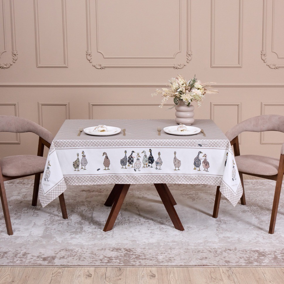 Скатерть "family farm" 140х180см ,100% хлопок, клетка ,твил, пропитка Lefard (850-748-2)