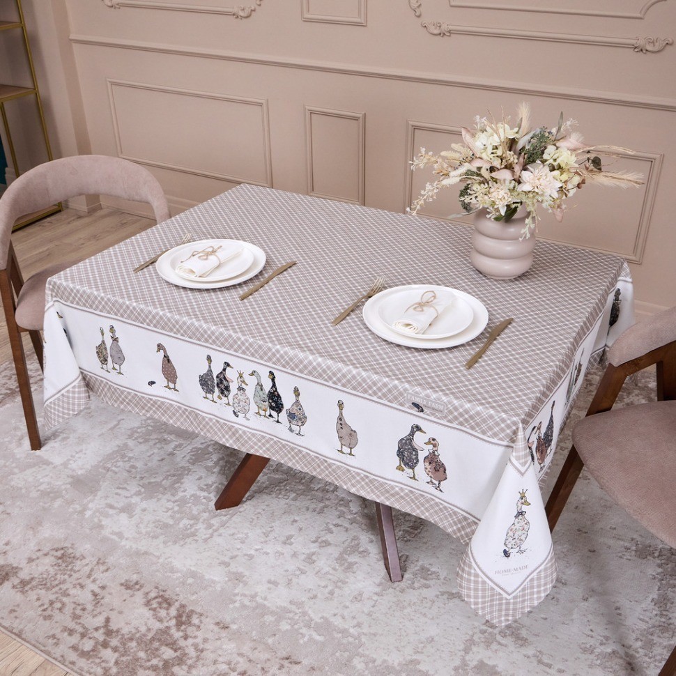 Скатерть "family farm" 140х180см ,100% хлопок, клетка ,твил, пропитка Lefard (850-748-2)