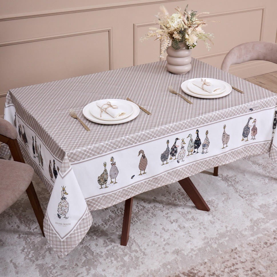 Скатерть "family farm" 140х180см ,100% хлопок, клетка ,твил, пропитка Lefard (850-748-2)