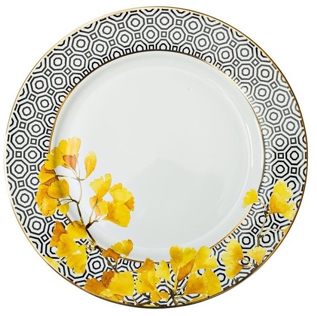 Тарелка обеденная 27 см, желтый орнамент (4) (TT-00000317)
