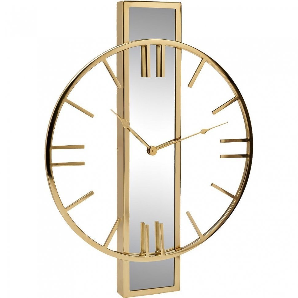 Часы с зеркальн. планкой цвет золото d46см, H61см (TT-00005640)