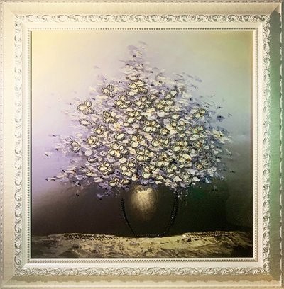 Картина Белая сирень 75х75 с кристаллами Swarovski (2263)