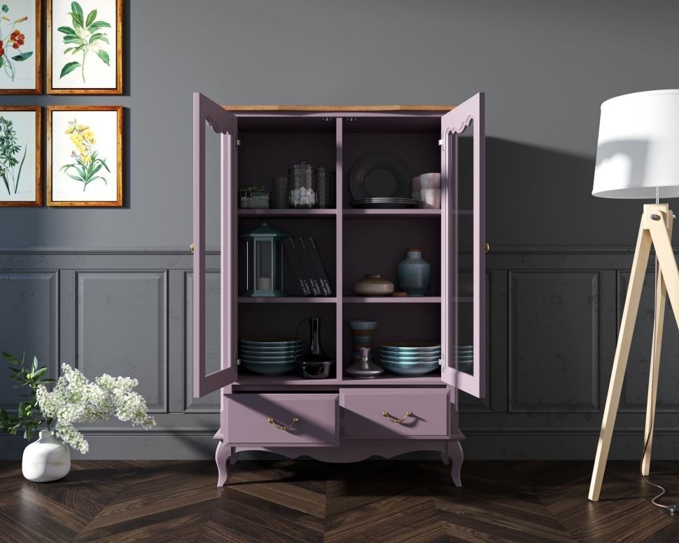 Шкаф Leontina Lavanda для посуды низкий с ящиками арт ST9355/2L-ET