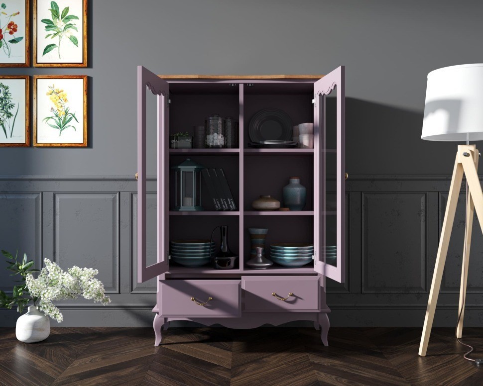 Шкаф Leontina Lavanda для посуды низкий с ящиками арт ST9355/2L-ET