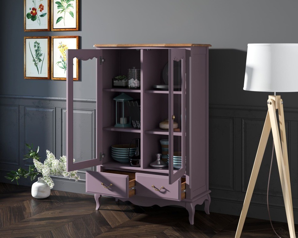 Шкаф Leontina Lavanda для посуды низкий с ящиками арт ST9355/2L-ET