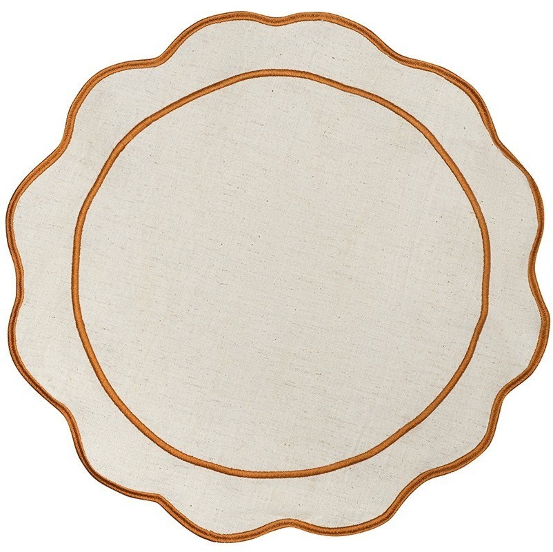 Салфетка под приборы anemone из коллекции trendy ruffles, D38 см, карри (78889)