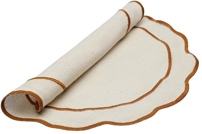 Салфетка под приборы anemone из коллекции trendy ruffles, D38 см, карри (78889)