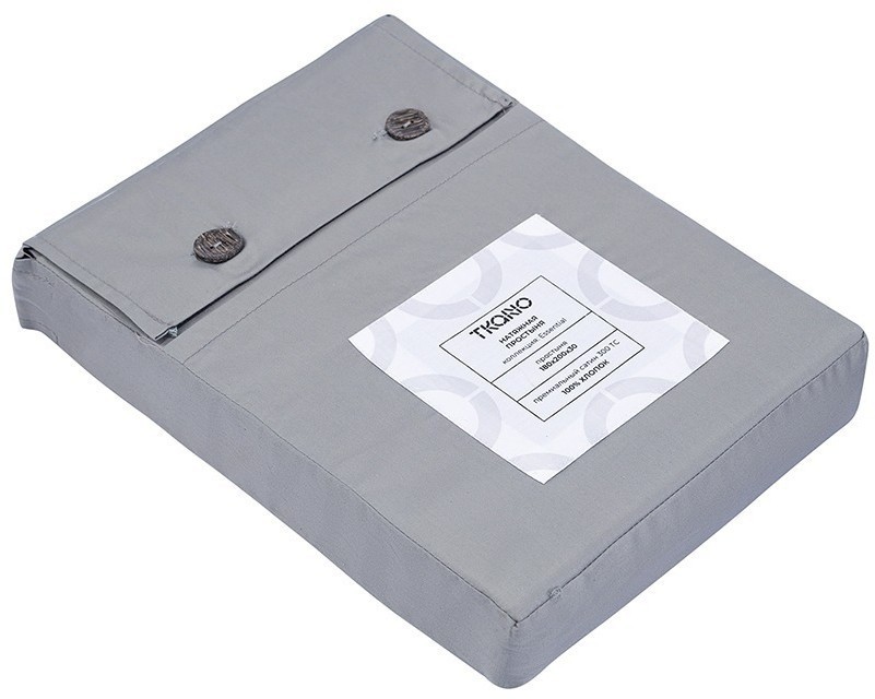 Простыня на резинке из премиального сатина оливкового цвета из коллекции essential,  180х200х30 см (79846)