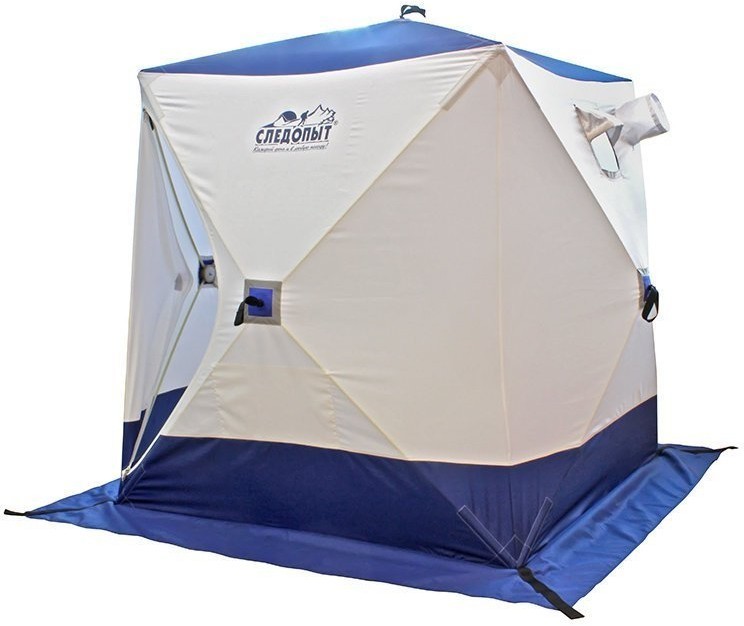 Зимняя палатка куб Следопыт 1,5*1,5 м Oxford 210D PU 1000 PF-TW-09/10 (белый/оранжевый) (55063)