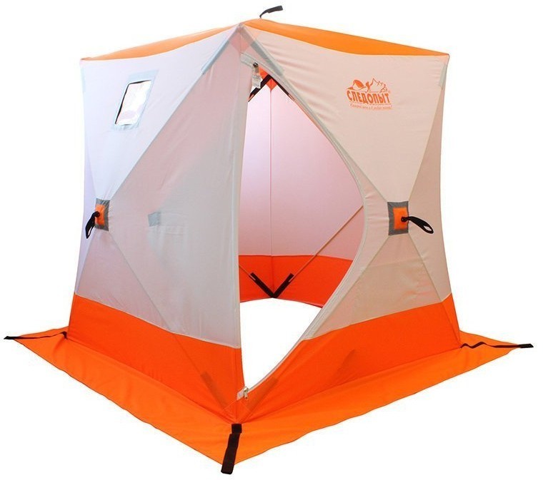Зимняя палатка куб Следопыт 1,5*1,5 м Oxford 210D PU 1000 PF-TW-09/10 (белый/оранжевый) (55063)