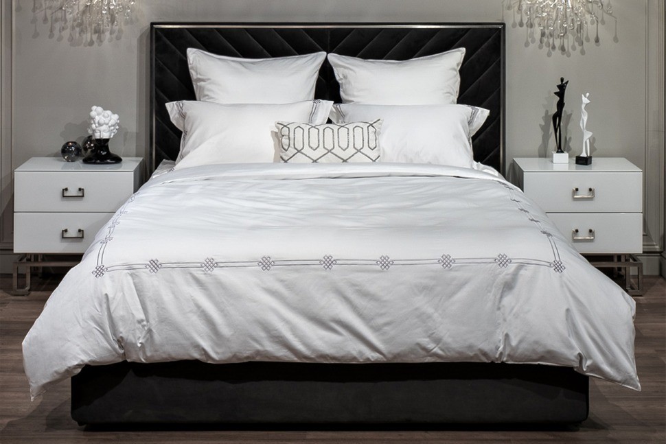 Комплект постельного белья с вышивкой Арктик, серый, Двуспальный кинг сайз (220*240) (TT-00013755)