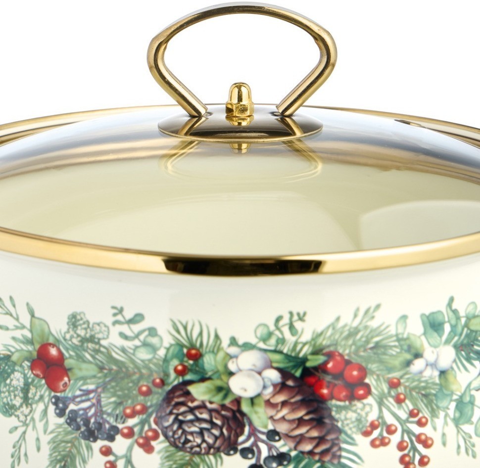 Кастрюля эмалированная agness со стеклянной крышкой серия "celebration", 2.8 л, 20*12 см (943-084)