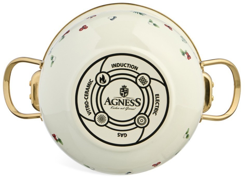 Кастрюля эмалированная agness со стеклянной крышкой серия "celebration", 2.8 л, 20*12 см (943-084)