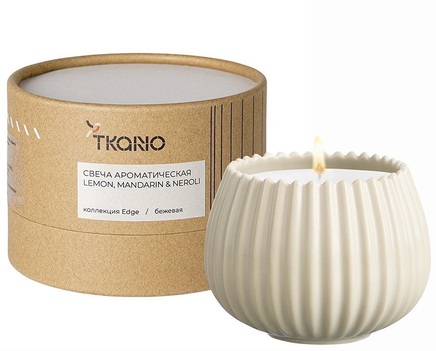 Свеча ароматическая lemon, mandarin & neroli из коллекции edge, бежевый, 30 ч (75650)