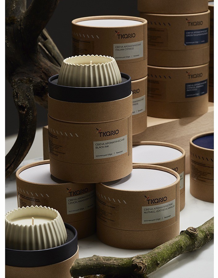 Свеча ароматическая lemon, mandarin & neroli из коллекции edge, бежевый, 30 ч (75650)