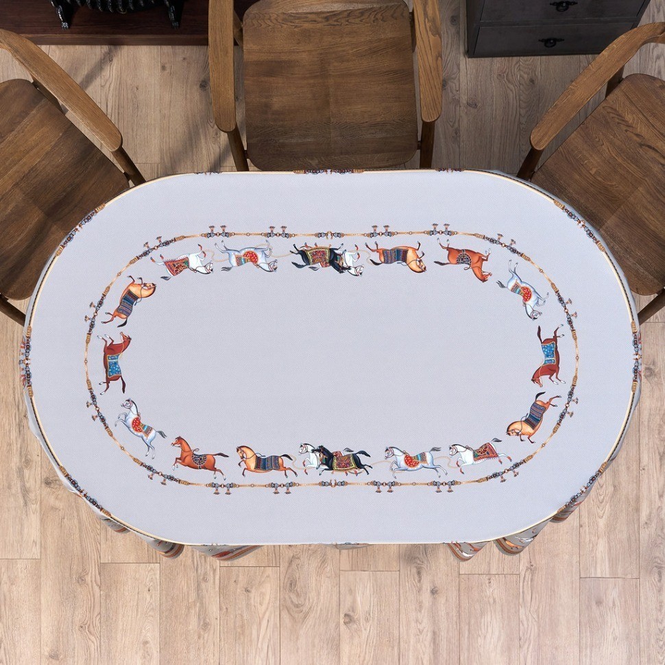 Скатерть  овальная  "passage" ,160х220см, 100% хлопок,твил c пропиткой, серый Lefard (850-761-41)