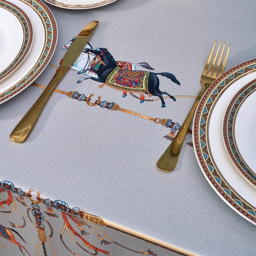 Скатерть  овальная  "passage" ,160х220см, 100% хлопок,твил c пропиткой, серый Lefard (850-761-41)