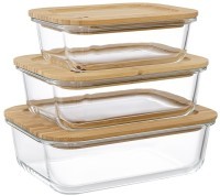 Набор контейнеров для запекания и хранения eco store с крышками из бамбука, 3 шт. (76238)