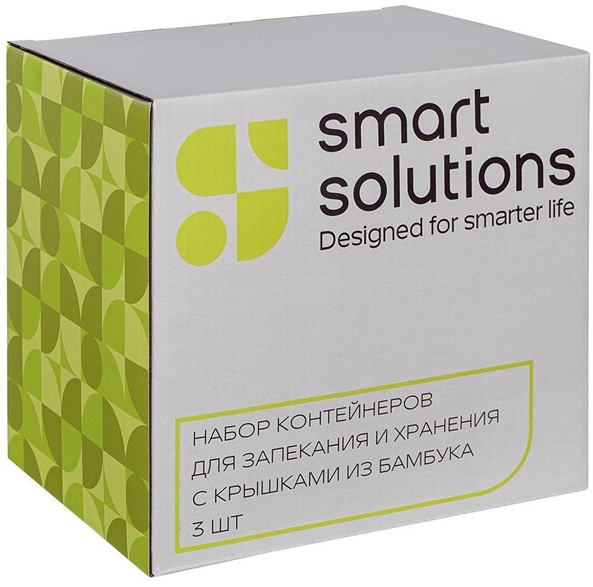 Набор контейнеров для запекания и хранения eco store с крышками из бамбука, 3 шт. (76238)