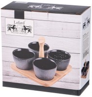 Набор соусников lefard &quot;graphite&quot; 4 шт. 175 мл 19*6.5 см на дер. подставке с ручкой (474-240)